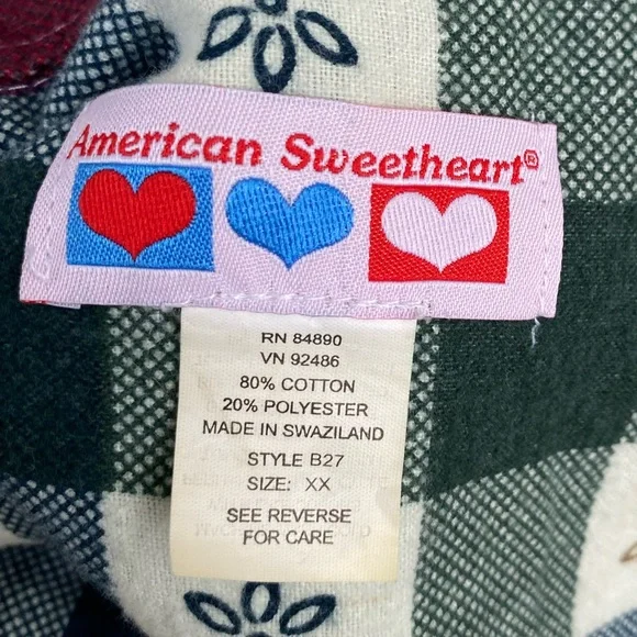 Vintage American Sweetheart Plaid Button-Up Shirt in Red, Green, and White - Picture 8 of 8